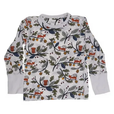 Långärmad t-shirt (Vit, Flerfärgad) från Polarn O. Pyret Elastan, Ekologisk bomull