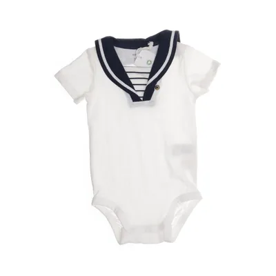 Body (Vit, Blå) från Lindex Baby Bomull, Elastan