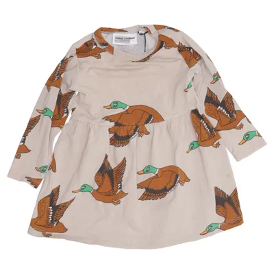 Kjole (Beige, Brun, Grøn) fra Mini Rodini Elastan, Økologisk bomuld