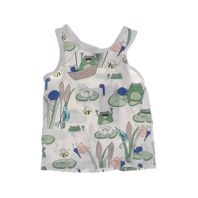 Dress (White, Multicolored) from Polarn O. Pyret Elastane, Organic cotton