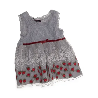 Robe (Gris, Rouge, Blanc) de Monnalisa Angora, Coton, Polyamide, Viscose