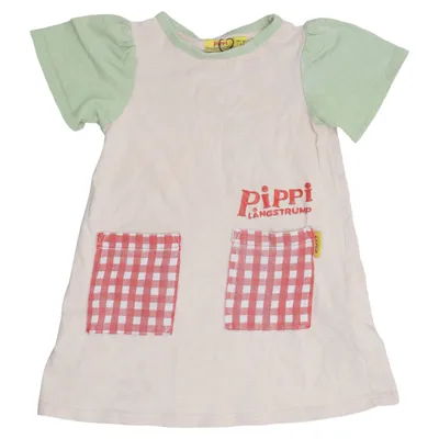 Klänning (Beige, Grön, Röd) från Pippi Långstrump Bomull, Elastan