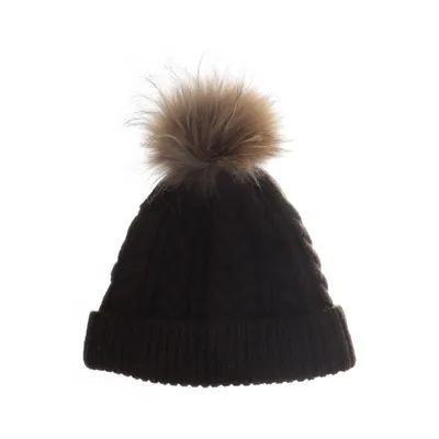 Bobble hat (Brown) from Gipsy by Mauritius Fur, Acrylic, Polyester