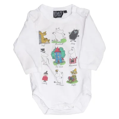 Body (Vit, Flerfärgad) från Moomin by Lindex Elastan, Ekologisk bomull