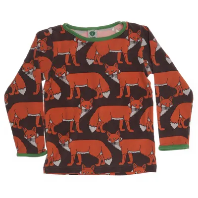 Långärmad t-shirt (Brun, Orange, Vit, Grön) från Småfolk Bomull, Elastan, Modal