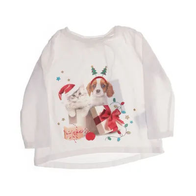 Long sleeve T-shirt (White, Multicolored) from H&M Cotton, Elastane