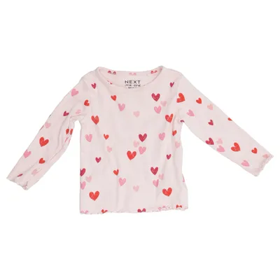 Langærmet t-shirt (Pink, Flerfarvet) fra Next Bomuld, Elastan