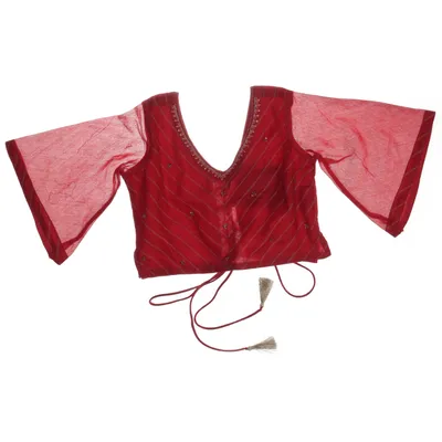 Topp (Röd, Flerfärgad) från Fabindia Bomull, Metallfiber, Polyester, Silke