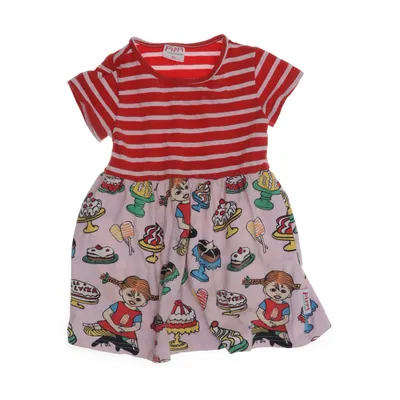 Klänning (Röd, Vit, Flerfärgad) från Pippi Långstrump Elastan, Ekologisk bomull