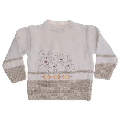 Pull-over (Beige, Blanc) Acrylique, Coton