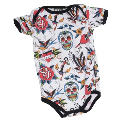 Body (White, Multicolored) from Six Bunnies Elastane, Organic cotton