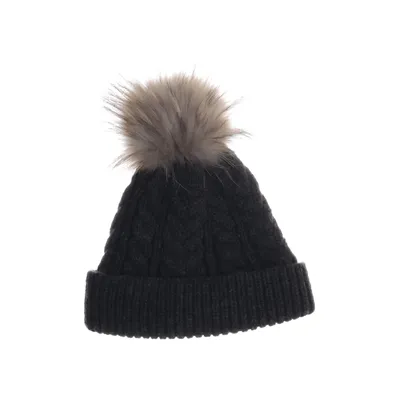 Bobble hat (Gray) from Gipsy by Mauritius Fur, Acrylic, Polyester, Leather