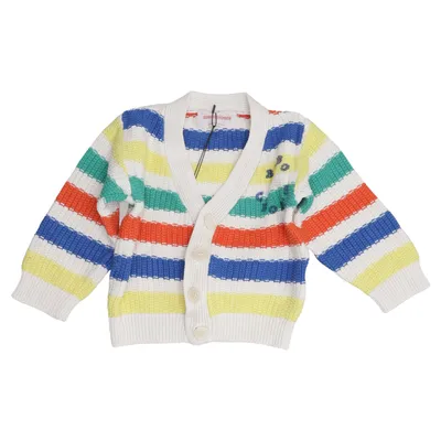 Strickjacke (Weiß, Mehrfarbig) von Bobo Choses Bio-Baumwolle