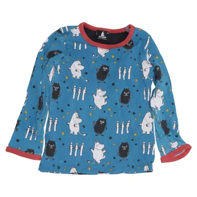 Långärmad t-shirt (Blå, Flerfärgad) från Moomin by Lindex Elastan, Ekologisk bomull