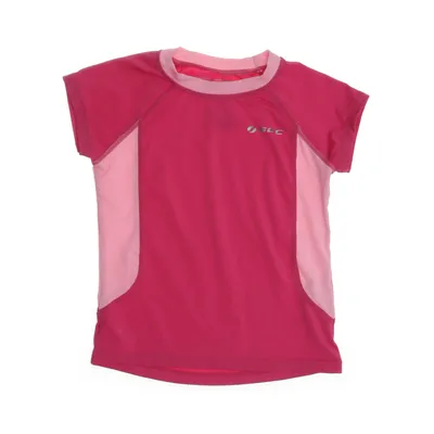 Träningstopp (SOC • UV-tröja • badtröja • soltröja • simtröja • sporttröja • träningstopp • barntröja • rosa tröja • kortärmad tröja • aktiv lek • strandplagg • solskyddskläder • badkläder barn • funktionströja • sportkläder barn • UV-skydd • snabbtorkande • sommartröja • rosa topp) från SOC Elastan, Polyester