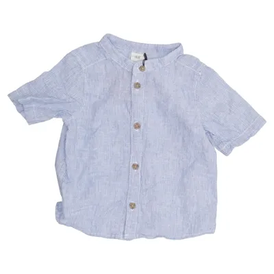 Chemise à manches courtes (Bleu, Blanc) de H&M Coton, Lin