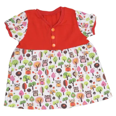 Dress (Red, Multicolored) from Handmade