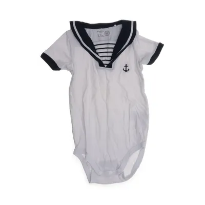 Body (Vit, Blå) från Lindex Baby Bomull, Elastan