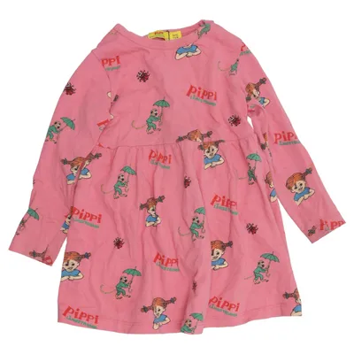 Kjole (Pink, Flerfarvet) fra Pippi Långstrump Bomuld, Elastan