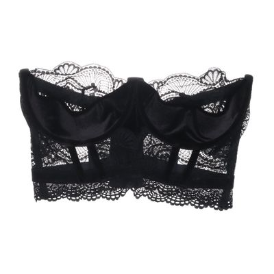 Grosgrain-trimmed lace bustier top