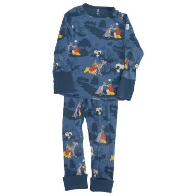Pyjama (Blauw, Meerkleurig) van Disney x Polarn O. Pyret Elastaan, Organisch katoen