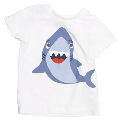 T-shirt (Vit, Blå) från Polarn O. Pyret Elastan, Ekologisk bomull