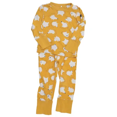 Pyjamas (Gul, Vit) från Polarn O. Pyret Elastan, Ekologisk bomull