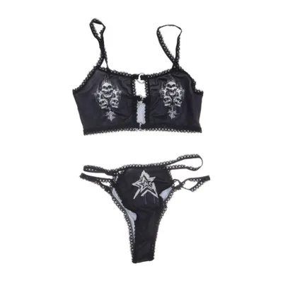 Ondergoed set (rock, heavy, metal, goth, skull, tiktok, y2k, trending, black, halloween, festival) Elastaan, Polyester