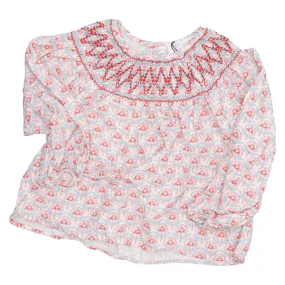 Bluse (Hvid, Flerfarvet) fra Zara Bomuld, Viscose