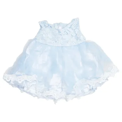 Robe de fille de fleur (Bleu) Coton, Polyester