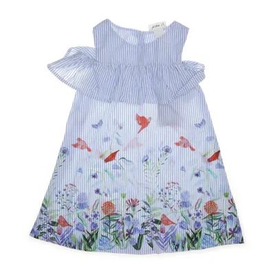 Jurk (Blauw, Wit, Meerkleurig) van Michelle Morin x H&M Katoen