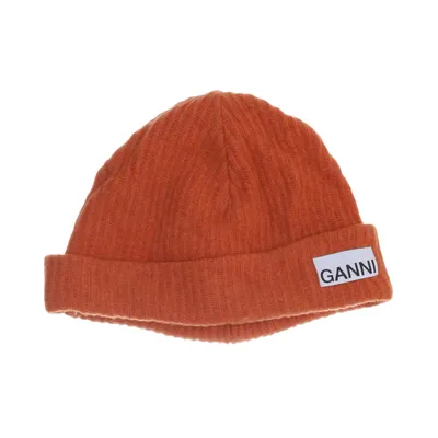 Beanie (Oranje) van Ganni Polyamide, Wol, Gerecycled polyester