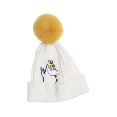 Pompon muts (Wit, Geel) van Moomin Acryl