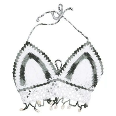 Haut de bikini (Blanc, Gris, Vert) de Wiki Coton, Élasthane, Polyester