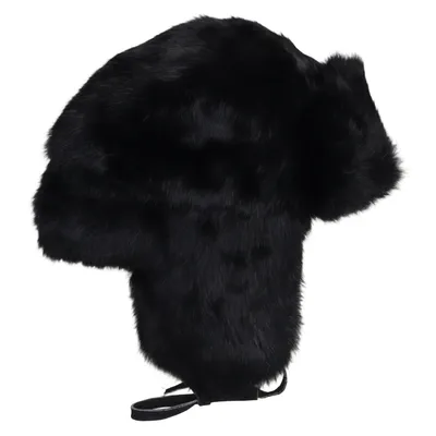 Pilotenmuts (Zwart) van Hallhuber Accessories Polyester, Konijnenbont