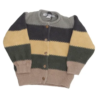 Strickjacke (Grau, Gelb, Braun) von MyWear Baby Bio-Baumwolle