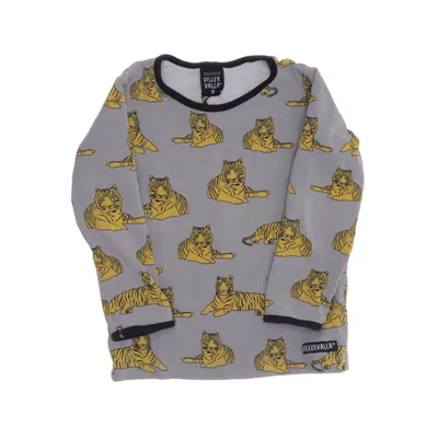 Långärmad t-shirt (Grå, Gul, Svart) från Villervalla Elastan, Ekologisk bomull