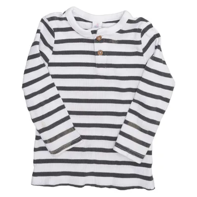 Henley shirt (Zwart, Wit) van Topomini Elastaan, Organisch katoen