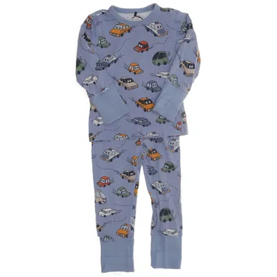 Pyjamas (Blå, Flerfärgad) från Polarn O. Pyret Elastan, Ekologisk bomull