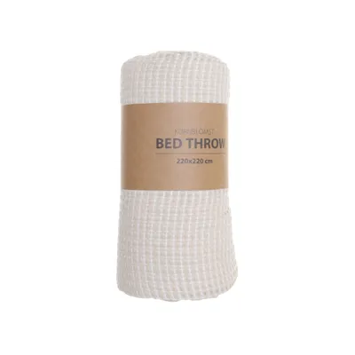 Filt (Beige, Vit) från Hor Blomst Bomull, Polyester