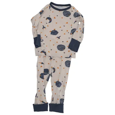 Pyjamas (Beige, Blå) från Polarn O. Pyret Elastan, Ekologisk bomull