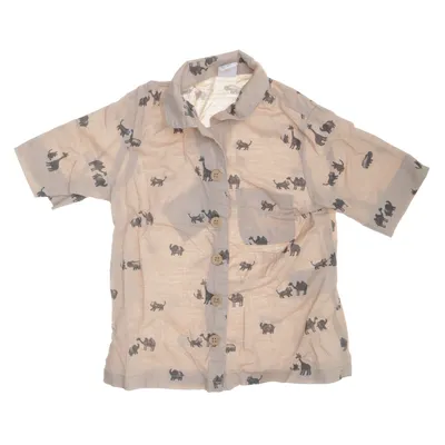 Short sleeve shirt (Beige, Black) from H&M Cotton