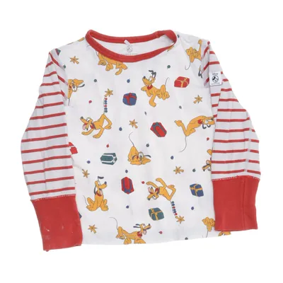 Lange mouwen shirt (Wit, Rood, Meerkleurig) van Disney x Polarn O. Pyret Elastaan, Organisch katoen