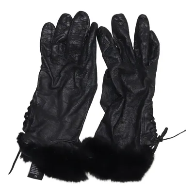 Gants en cuir (Noir) de Gaucho Cuir, Fourrure de lapin, Laine