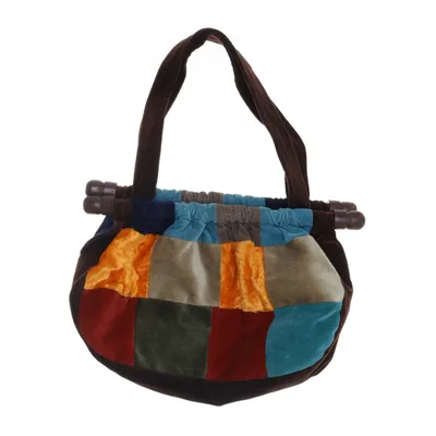 Handväska (retro/vintage patchwork af velour)