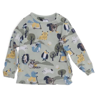 Långärmad t-shirt (Grön, Flerfärgad) från Polarn O. Pyret Elastan, Ekologisk bomull