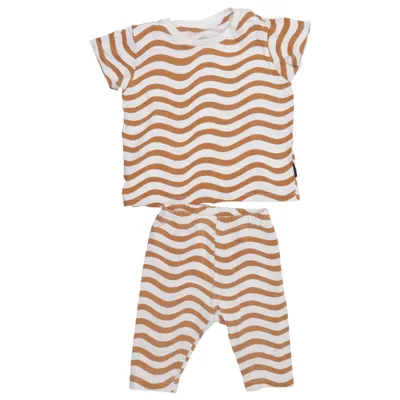 Pajamas (White, Brown) from Uniqlo Baby Cotton, Elastane