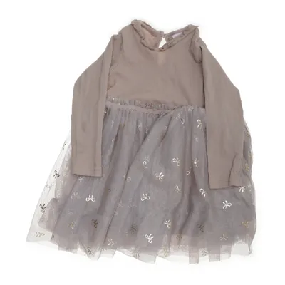 Klänning (Beige, Guldfärgad) från H&M Bomull, Polyester