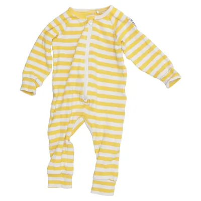 Sparkdräkt (Gul, Vit) från Mini Rodini Elastan, Ekologisk bomull