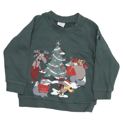 Pull de Noël (Vert, Multicolore) de Polarn O. Pyret Coton biologique